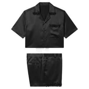 Lace-Trimmed Satin Lounge Set