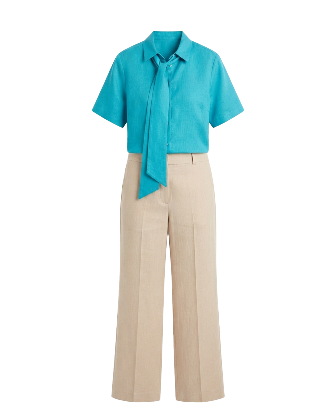 Azure Breeze Linen Two-Piece Set